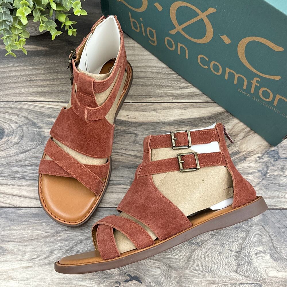 NIB BOC by Born Dora 8M Suede Gladiator Sandal Dk Red
